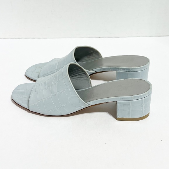 Maryam Nassir Zadeh Faux Croc Embossed Leather Block Heel Slides Sandals SZ 37. - Picture 5 of 12